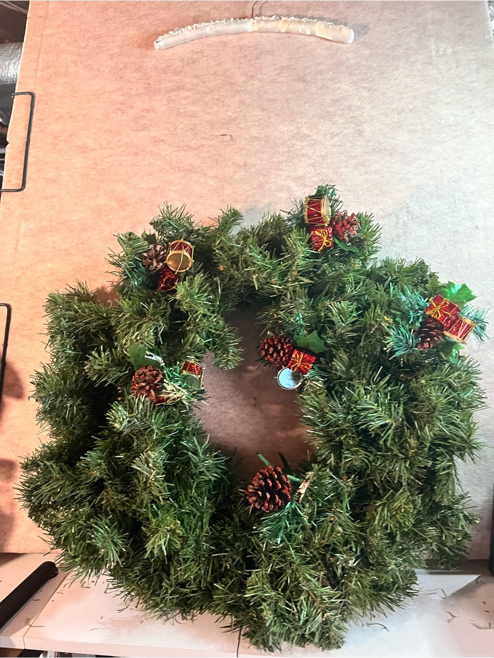 19” Pine Wreath with Lights and Some Decorations Great DIY to Make It Your Own